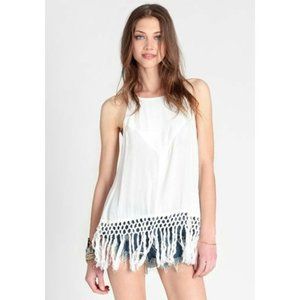 Somedays Lovin Women's Top Size S White Give Me a Reason Tassel Top